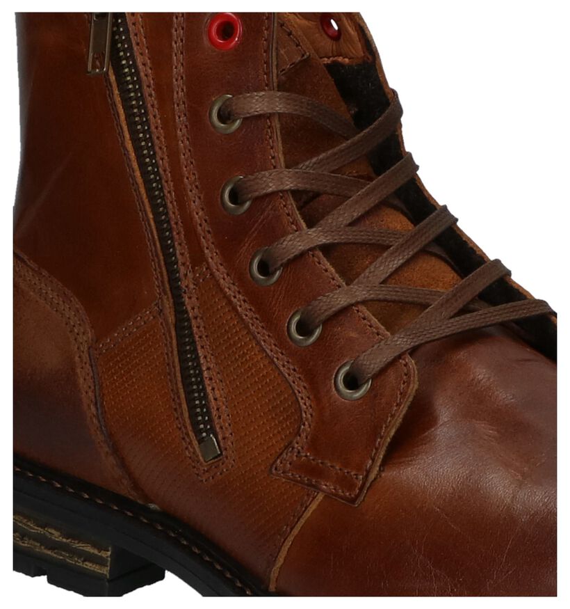 Cognac Boots met Rits/Veter River Woods Kola in leer (231707)