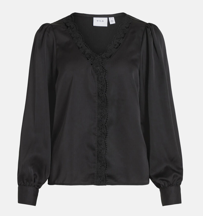 Vila Moni Zwarte Satijnen Blouse voor dames (338513)