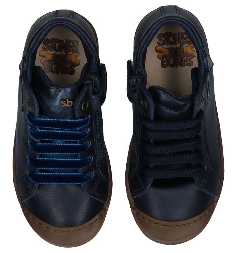 STONES and BONES Chaussures hautes en Bleu foncé en cuir (223376)