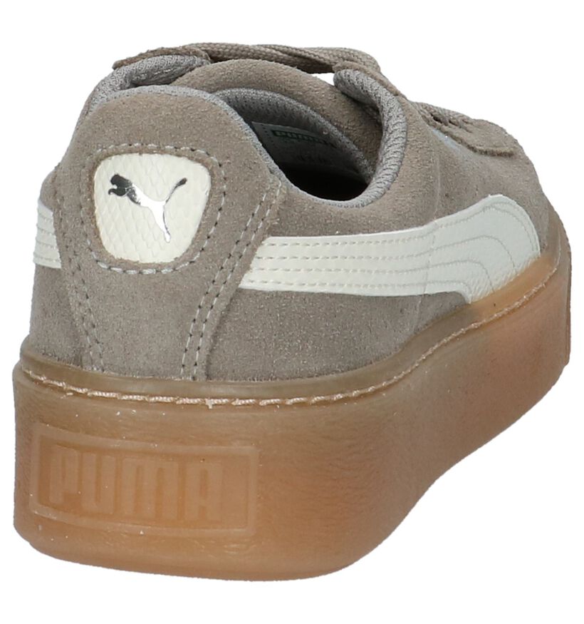 Grijze Lage Sportieve Sneakers Puma Suede Platform in nubuck (209905)