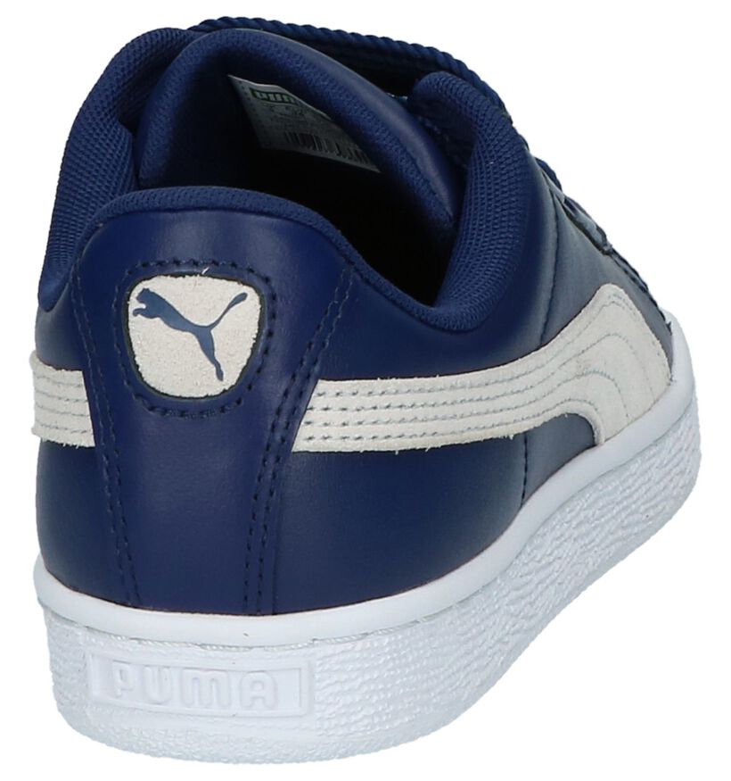 Puma Basket Heart Lage Sneakers Zwart in leer (199464)