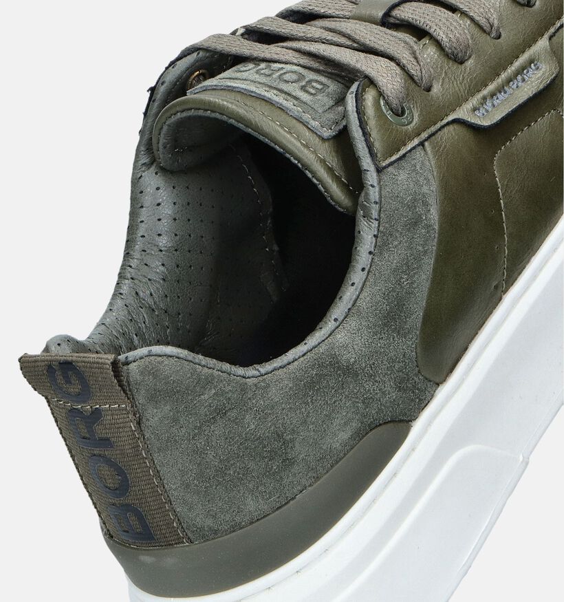 Björn Borg Tennis Low Chaussures avec lacets en Vert Olive pour hommes (345606) - pour semelles orthopédiques