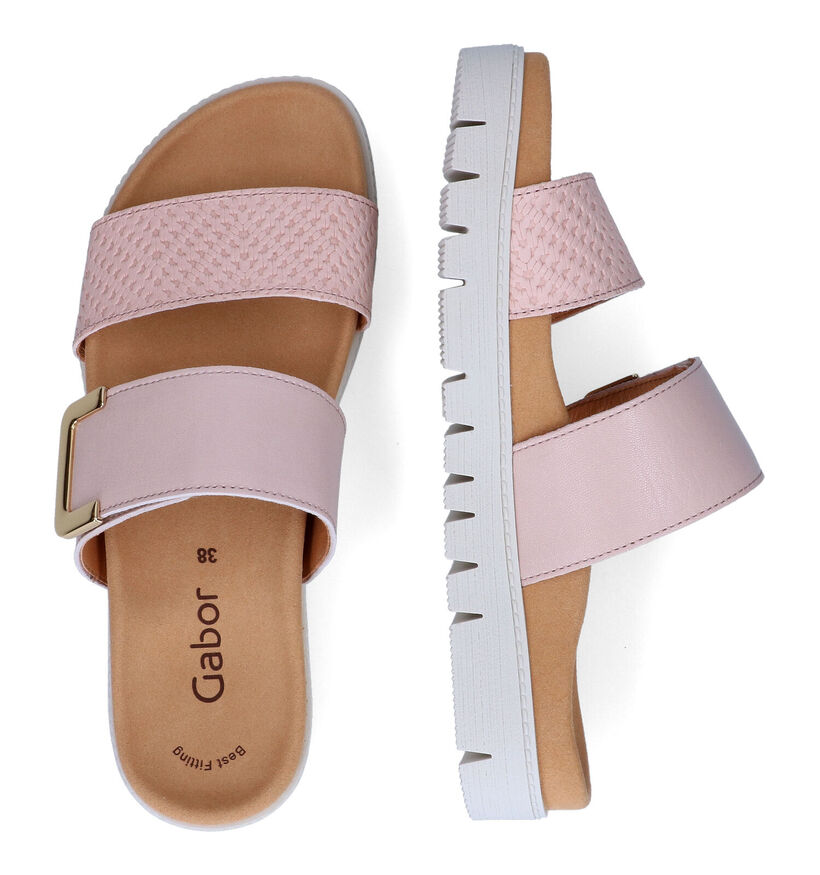 Gabor Best Fitting Roze Slippers in leer (306154)