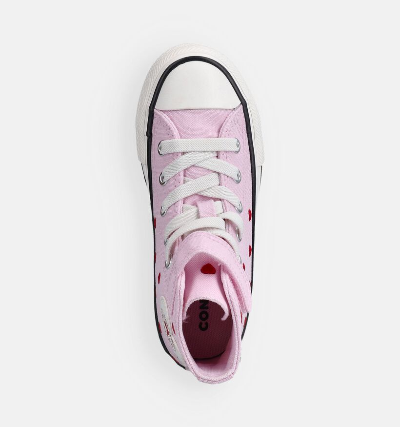 Converse Chuck Taylor All Star Hearts Easy-On Hi Ps Baskets montantes en Rose pour filles (368931)