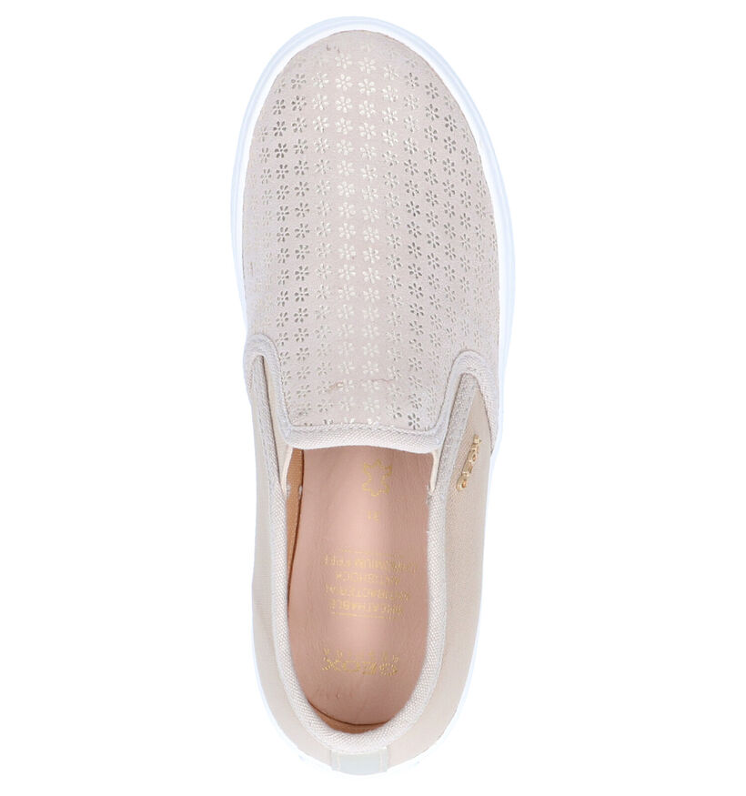 Geox Chaussures slip-on en Beige clair en textile (265765)