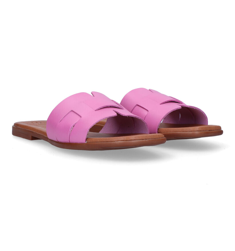 Oh My Sandals Nu-pieds plates en Rose fuchsia pour femmes (321773)