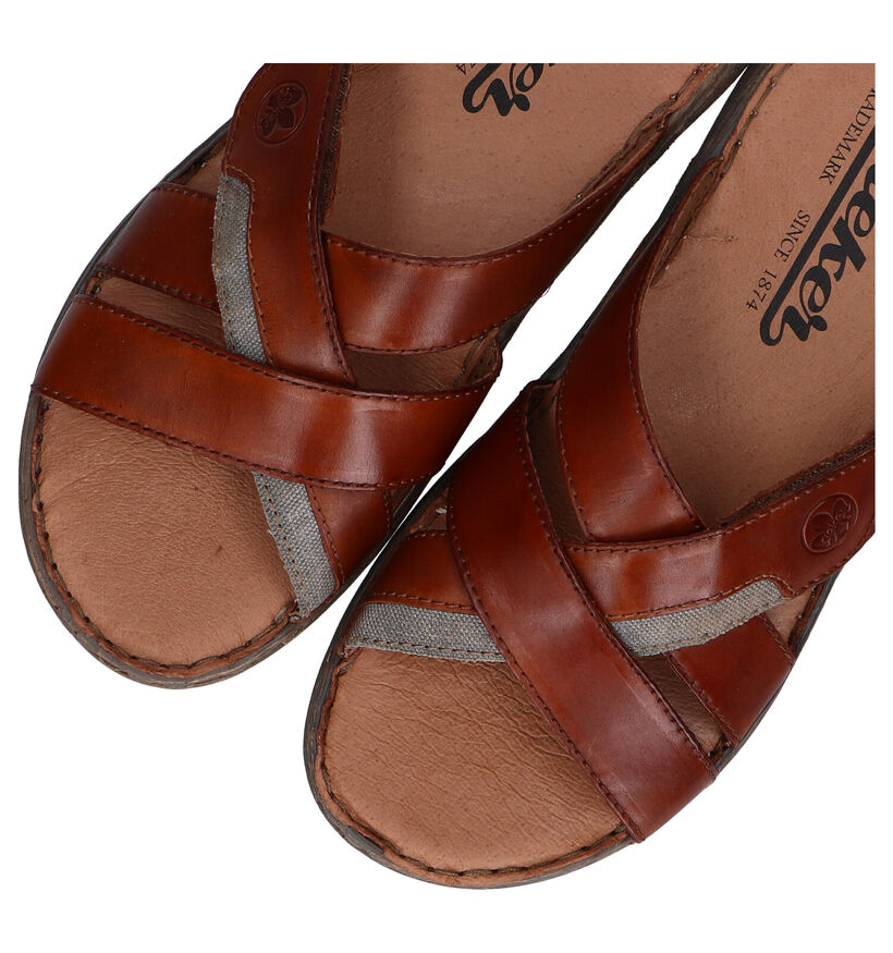 Rieker Cognac Slippers in leer (288359)