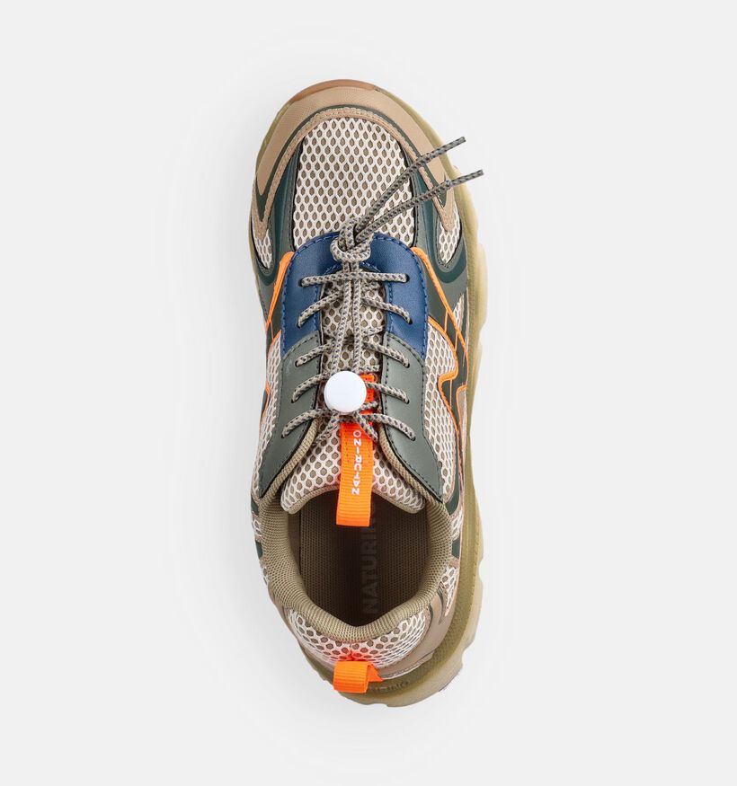 Naturino Wave Baskets en Beige/Vert pour gar&ccedil;ons (377261) - pour semelles orthop&eacute;diques