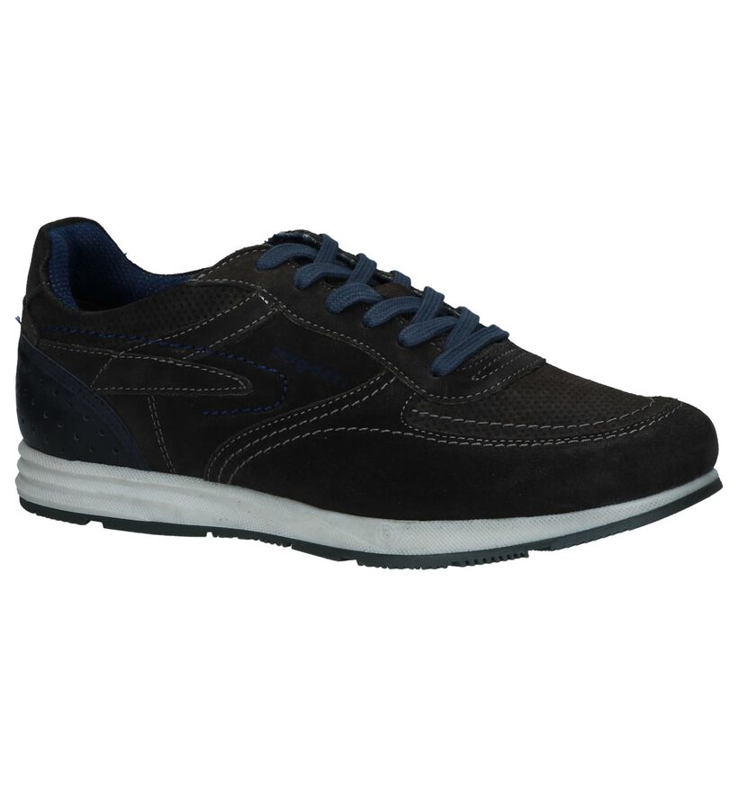 Donkergrijze Casual Veterschoenen Bugatti in daim (237424)