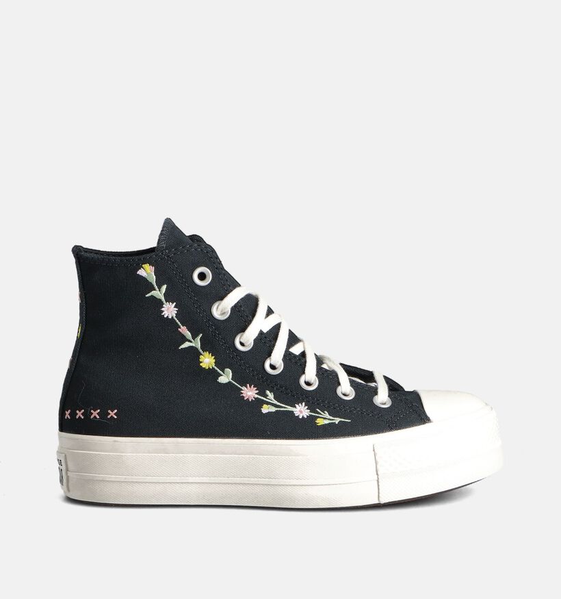 Converse Chuck Taylor All Star Lift Floral Baskets montantes en Noir pour femmes (357546) - pour semelles orthopédiques
