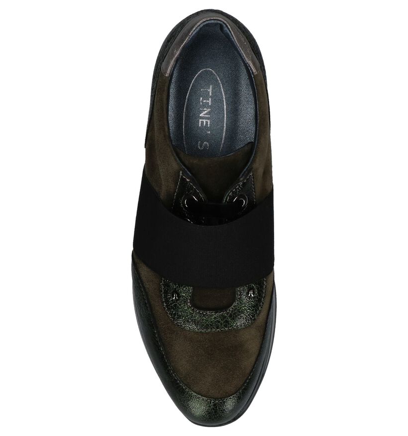 Tine's Baskets basses en Vert kaki en daim (233954)