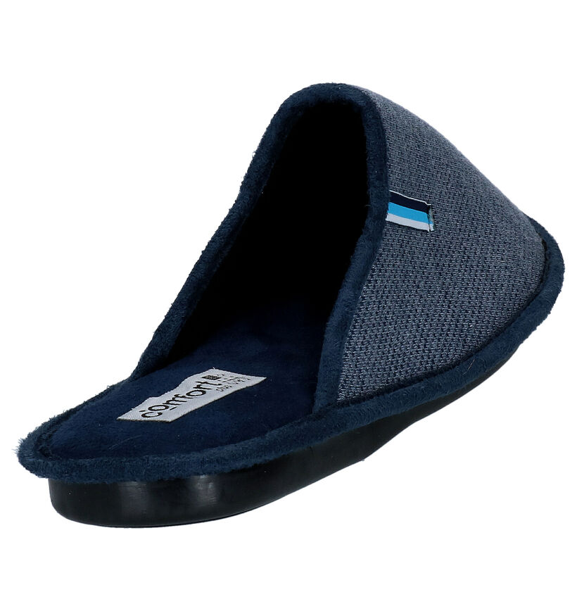 Comfort Plus Blauwe Pantoffels in stof (295704)
