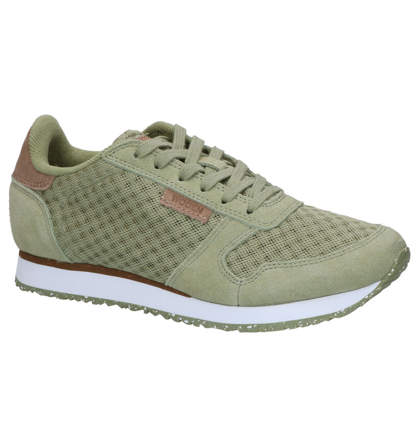 Woden Ydun Mesh Groene Sneakers in daim (266510)