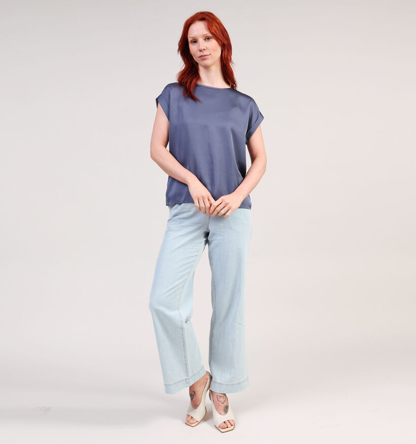 Vila Ellette Satin T-shirt en Bleu pour femmes (361341)