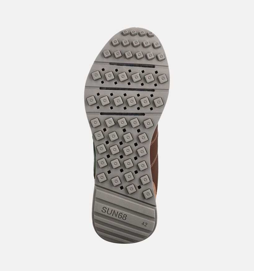 Sun68 Jaki Bicolor 2.0 Chaussures plates en Marron pour hommes (379404) - pour semelles orthop&eacute;diques