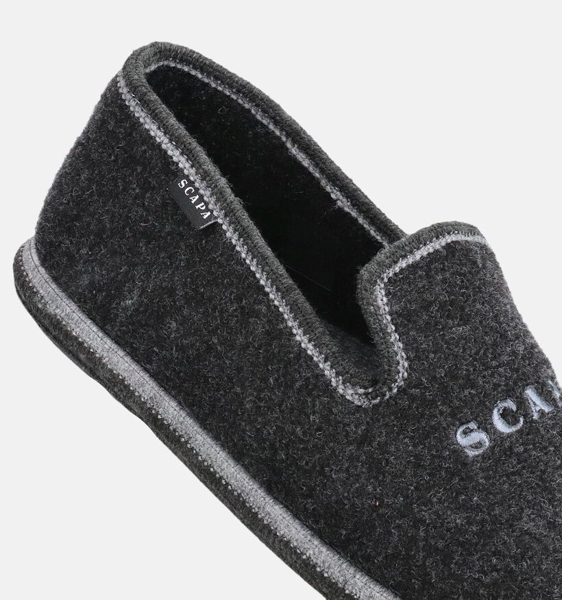 Scapa Pantoufles ferm&eacute;es en Gris fonc&eacute; pour hommes (380969) - pour semelles orthop&eacute;diques