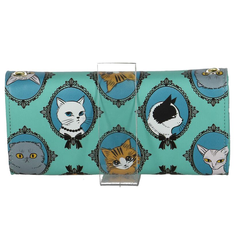 Turquoise Shagwear Cat Cameo Clutch Tasje in kunstleer (232854)