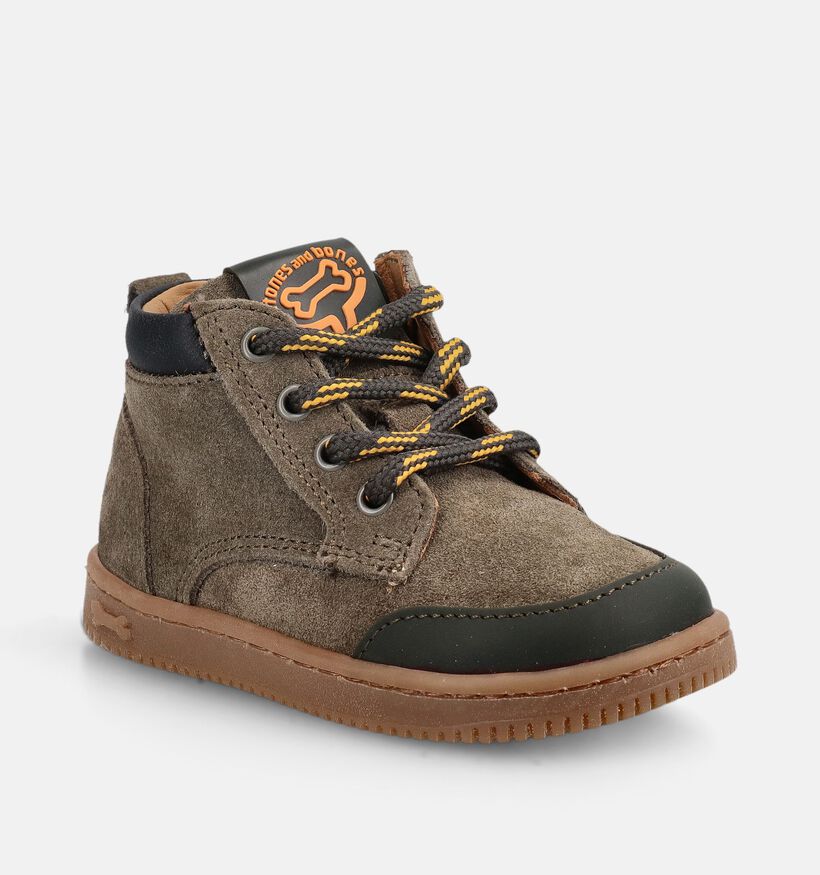 STONES and BONES Nipo Boots &agrave; lacets en Vert pour gar&ccedil;ons (381398) - pour semelles orthop&eacute;diques
