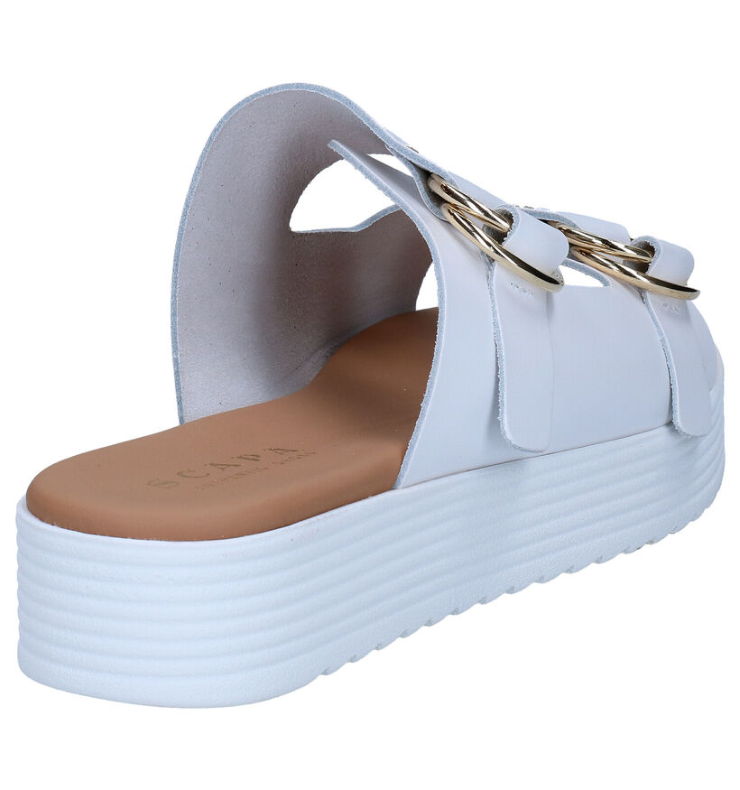 Scapa Nu-pieds plates en Blanc en cuir (288771)