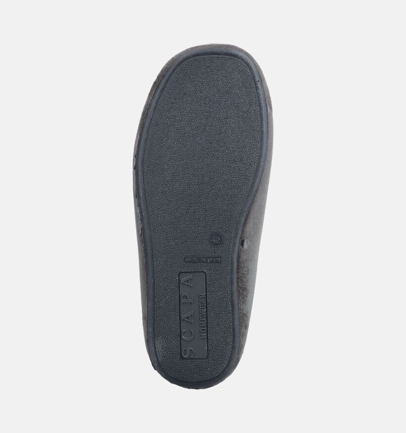 Scapa Pantoufles ferm&eacute;es en Gris fonc&eacute; pour hommes (381021) - pour semelles orthop&eacute;diques