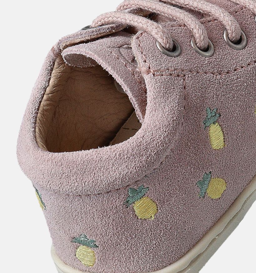Naturino Cocoon Suede Embroidery Roze Babyschoentjes voor meisjes (359959) - geschikt voor steunzolen