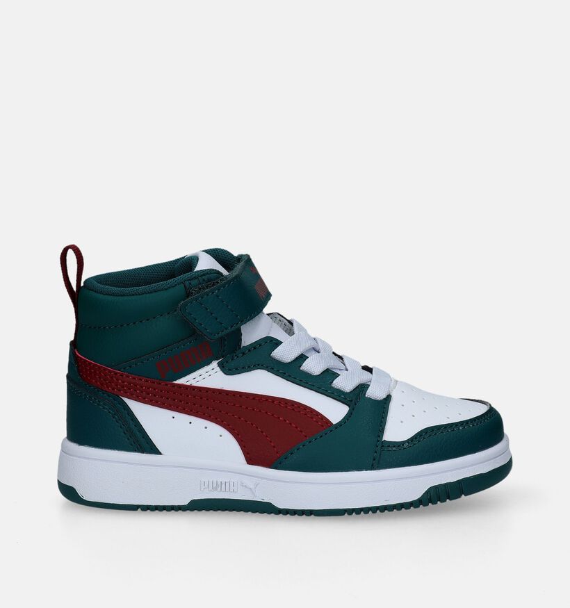Puma Rebound V6 Mid Witte/Zwarte Sneakers voor jongens, meisjes (359215) - geschikt voor steunzolen