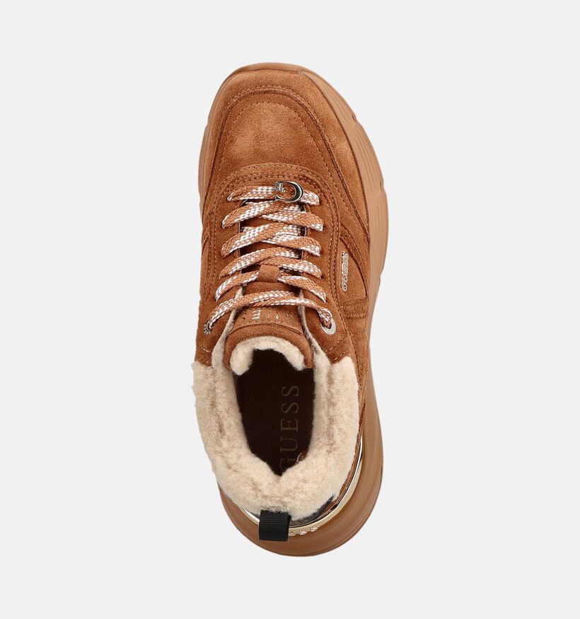 Guess Facter2 Baskets en Cognac pour femmes (379506) - pour semelles orthop&eacute;diques