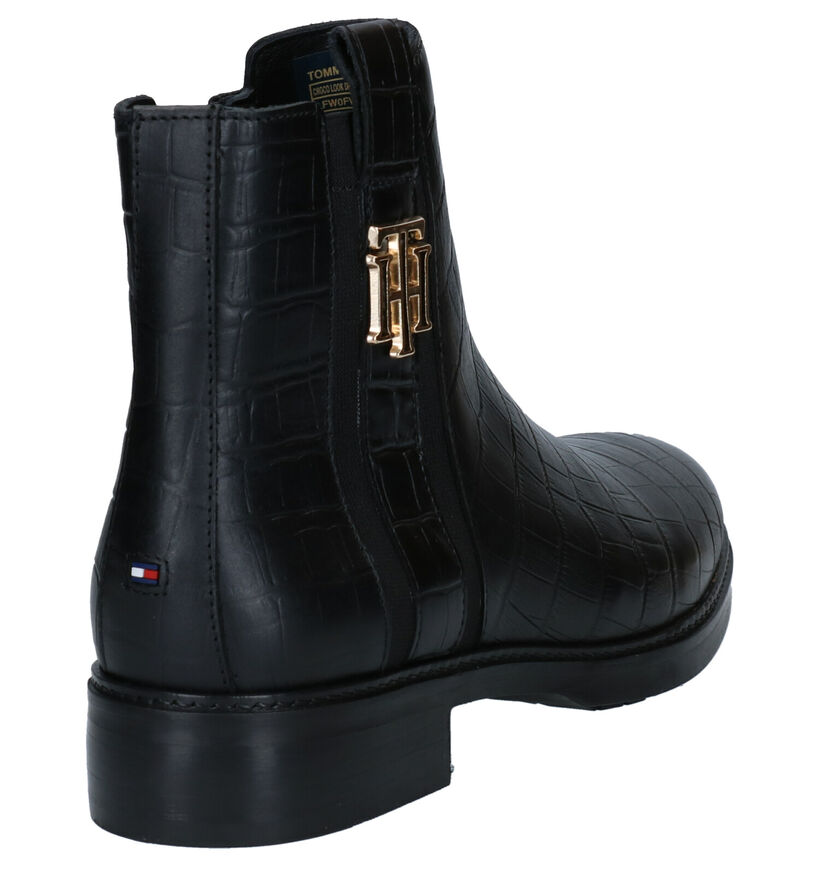Tommy Hilfiger Croco Look Bottillons en Noir en cuir (281596)