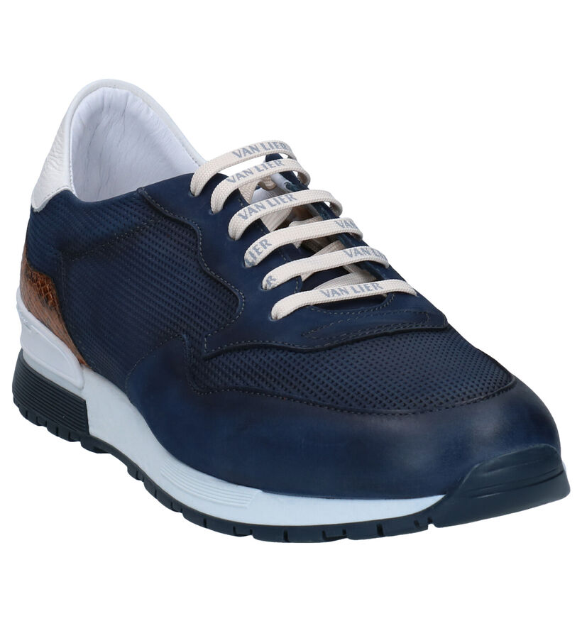 Van Lier Blauwe Veterschoenen in nubuck (291352)