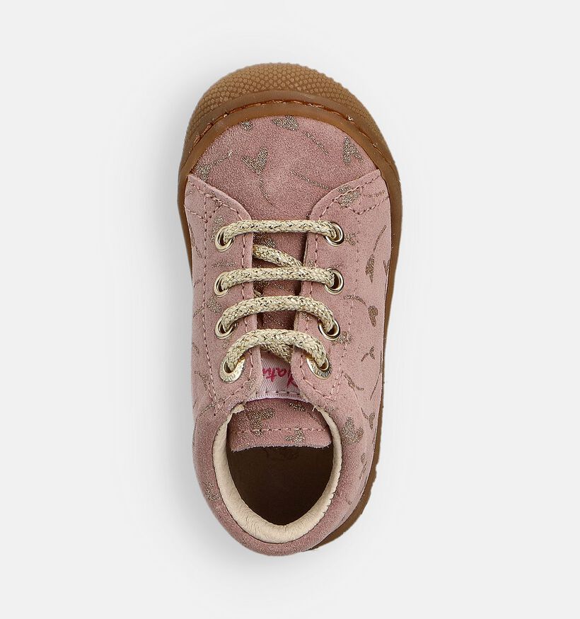 Naturino Cocoon Suede PR. Glitter Roze Babyschoenen voor meisjes (364239) - geschikt voor steunzolen