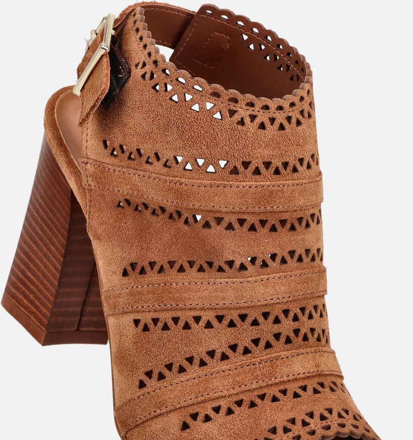 Laurant David Cognac Sandalen met blokhak voor dames (357834)