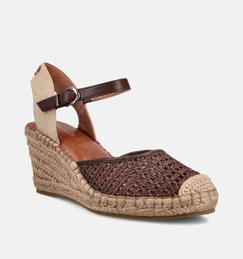 Tamaris Sandales compens&eacute;es en Brun fonc&eacute; pour femmes (371788)
