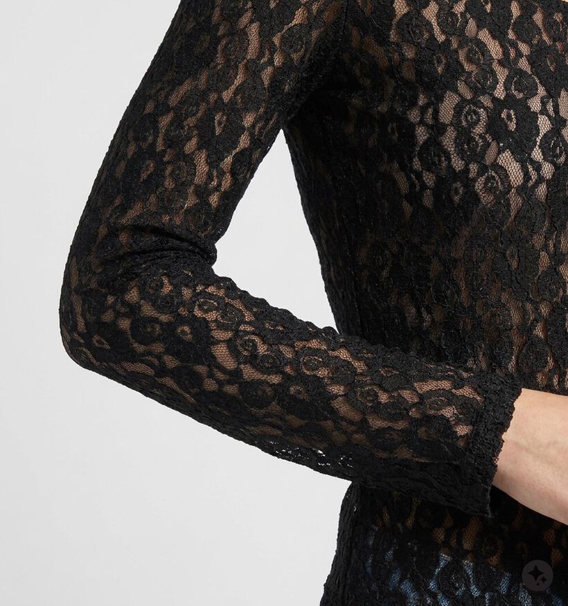 Vero Moda Flora Zwarte T-shirt met Lange Mouwen voor dames (381314)