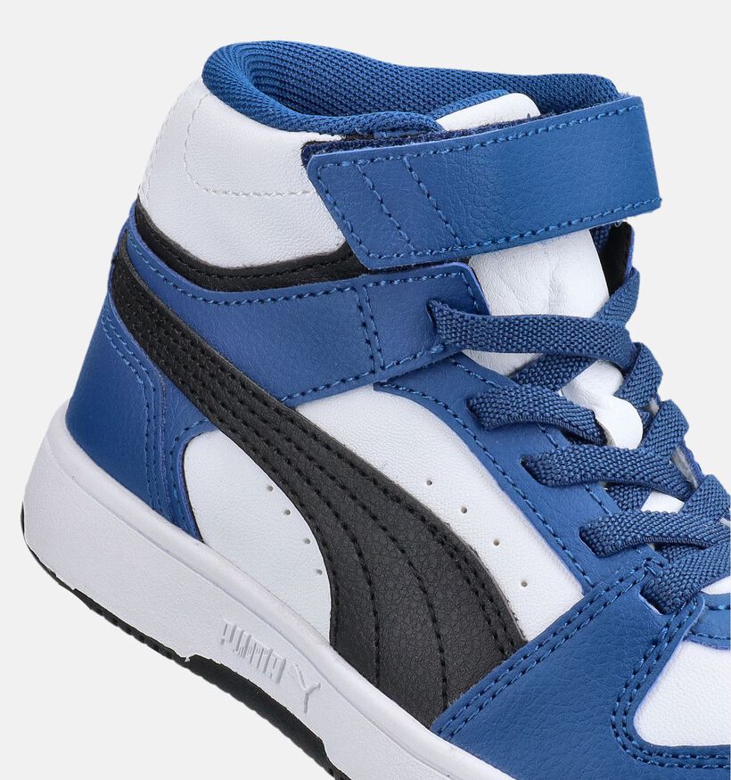 Puma Rebound Slam Mid Blauwe/Witte Sneakers Hoog voor jongens (375575) - geschikt voor steunzolen