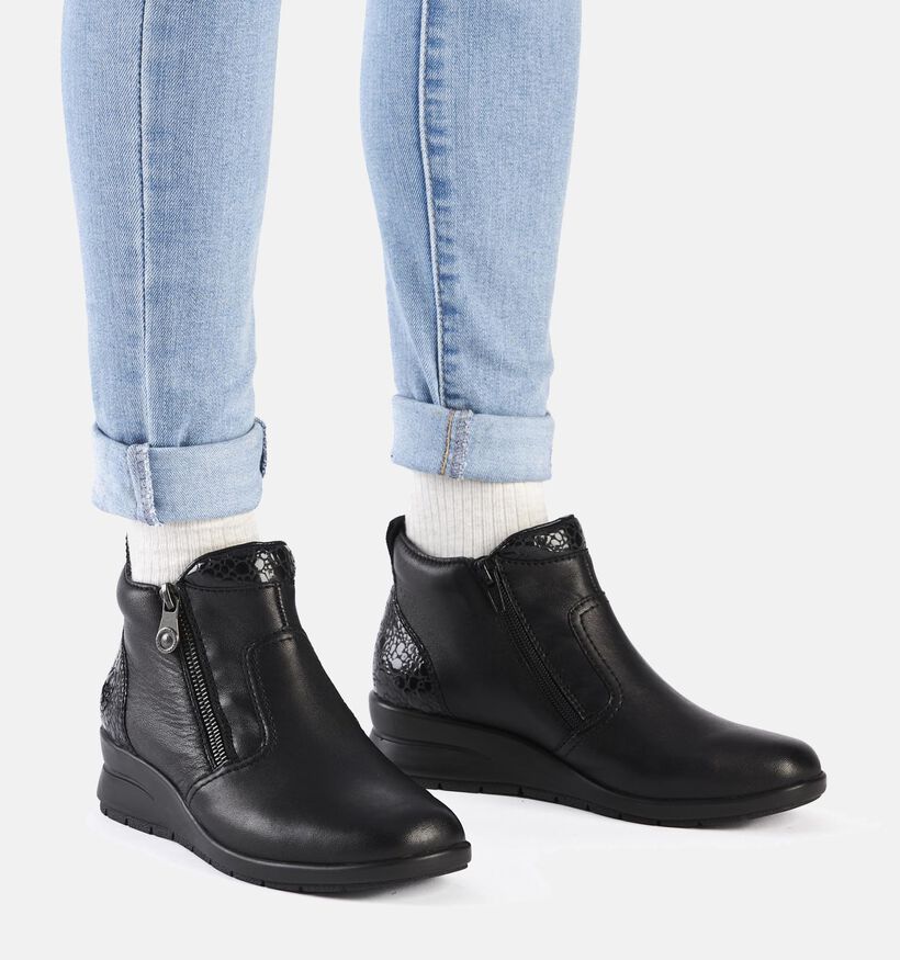 Rieker Bottillons avec talon compensé en Noir pour femmes (347408) - pour semelles orthopédiques
