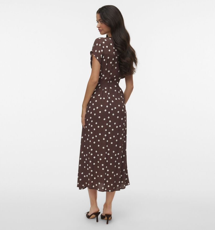 Vero Moda Elisa Bruine Midi-Jurk met Stippen voor dames (374963)