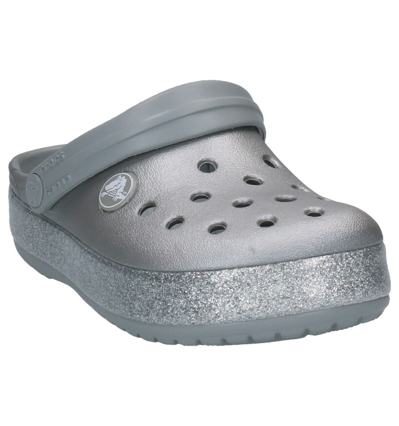 Crocs Crocband Glitter Zilveren Slippers in kunststof (255719)