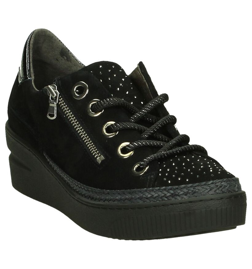 Zwarte Softwaves Veterschoenen in daim (205353)