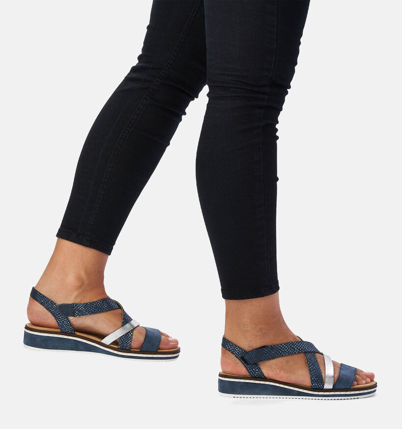 Rieker Blauwe Sandalen met sleehak voor dames (354927)