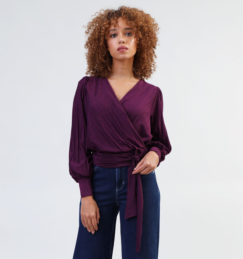 Vila Luxi Plissé Wrap Blouse en Bordeaux pour femmes (332524)