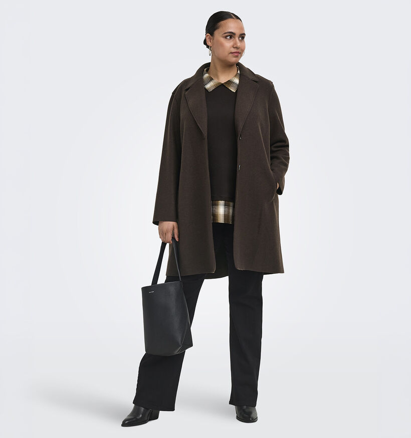 ONLY Carmakoma Carrie Manteau court en Brun fonc&eacute; pour femmes (378398)