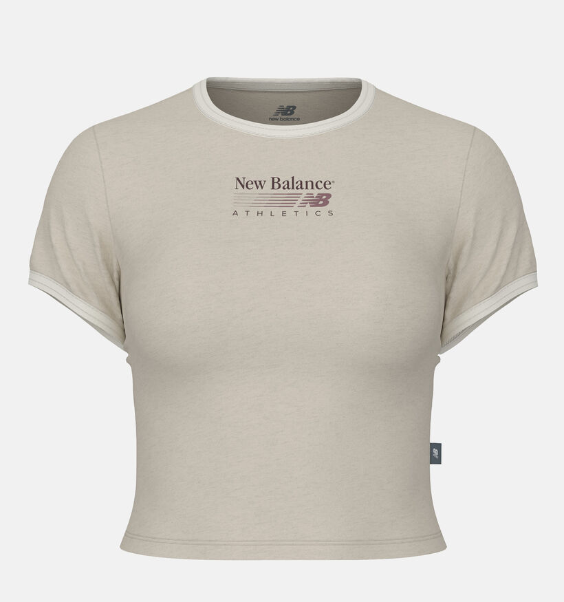 New Balance Trackside Ringer Beige T-shirt en Beige pour femmes (385902)