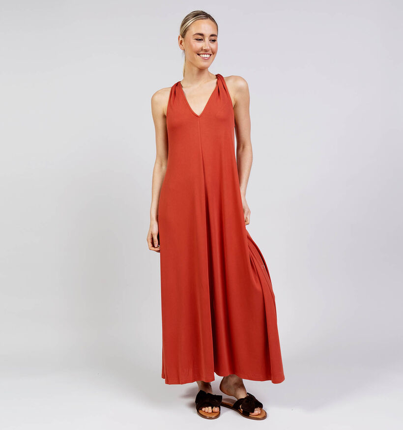 Rue Mazarine Luxia Terracotta Donkeroranje Lange Jurk voor dames (375875)
