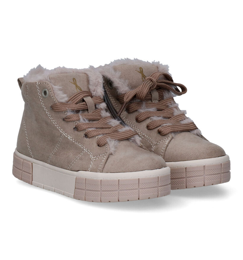 Milo & Mila Taupe Hoge Sneakers voor meisjes (313325)