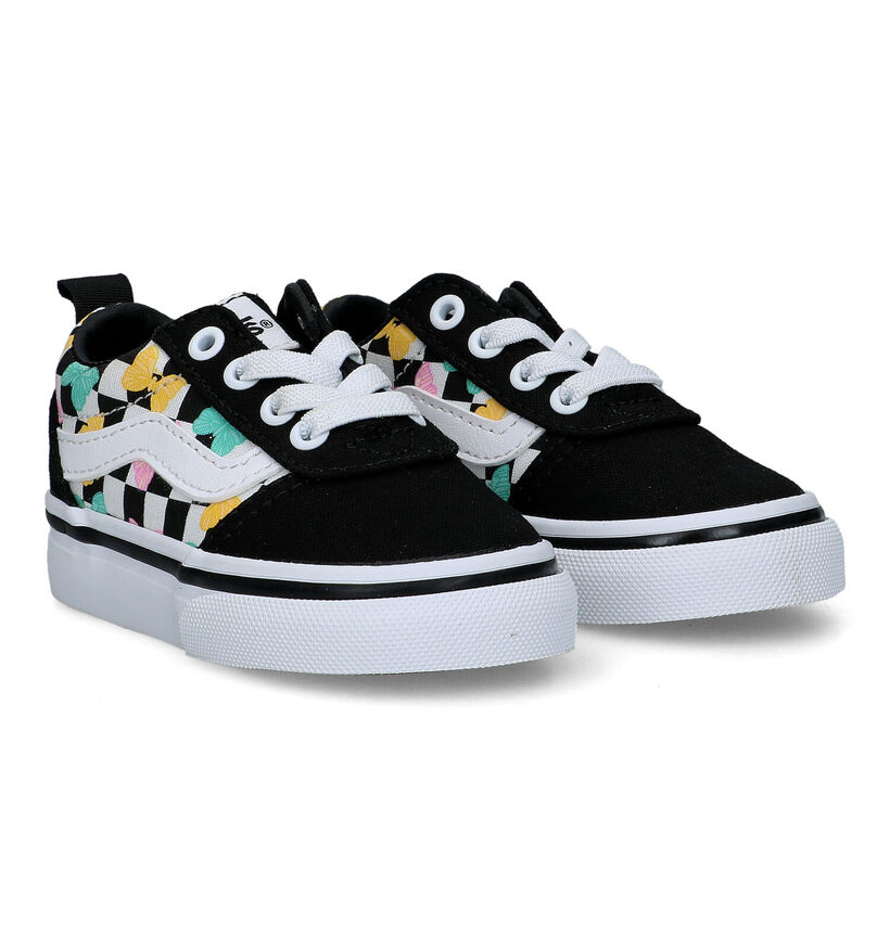 Vans Ward Butterfly Checkrbrd Baskets en Noir pour filles (321074)