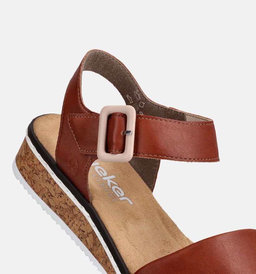 Rieker Sandales compens&eacute;es en Cognac pour femmes (370434)