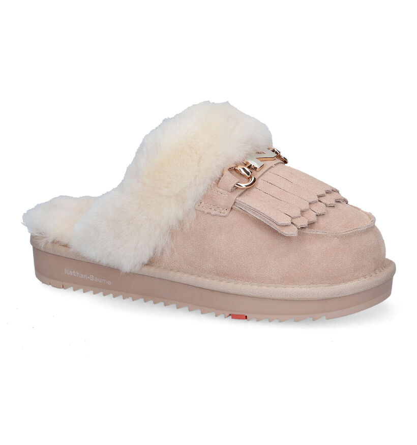 Nathan-Baume Pantoufles ouvertes en Beige clair en daim (315985)