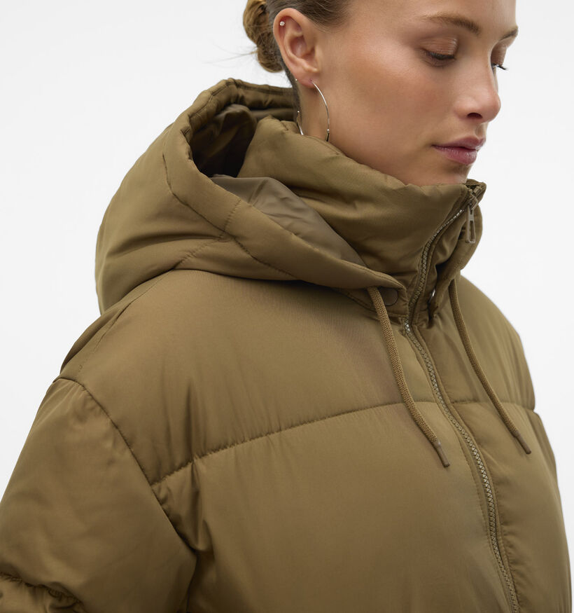 Vero Moda Klea Kaki Lange puffer jas voor dames (344052)