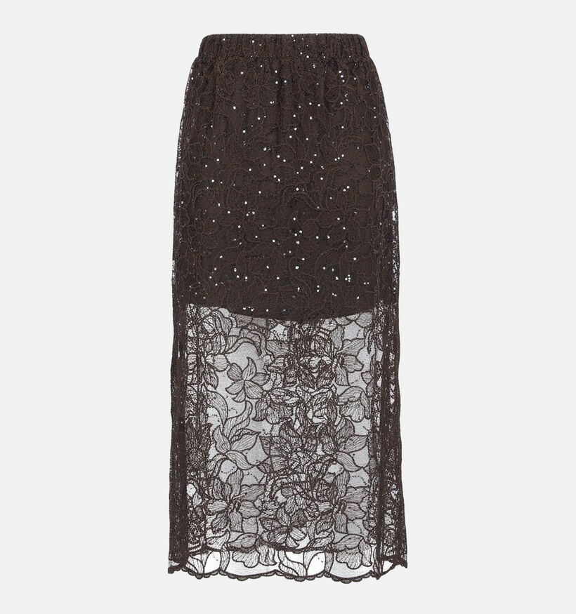 Pieces Louise Donkerbruine Midirok voor dames (374036)