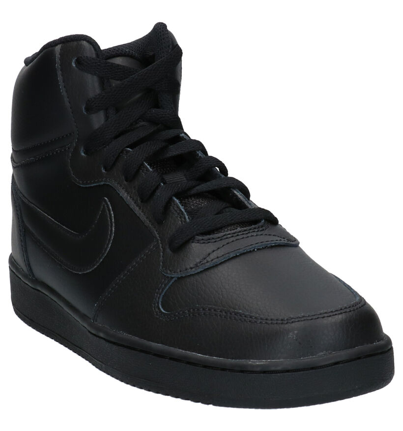 Nike Ebernon Mid Zwarte Sneakers in kunstleer (254038)